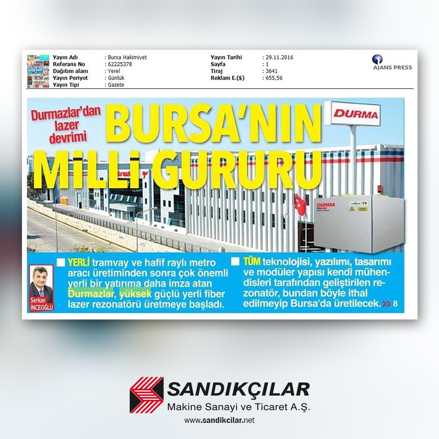 Durmazlar'dan lazer devrimi